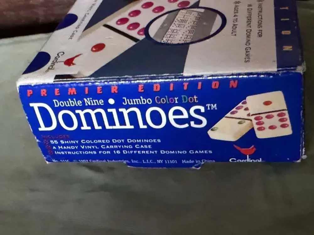 Cardinal Double Nine Jumbo Color Dot Dominoes Premier Edition No. 511C w case